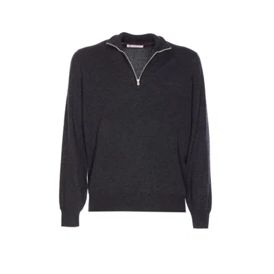 BRUNELLO CUCINELLI BRUNELLO CUCINELLI MEN HALF ZIP CASHMERE SWEATER