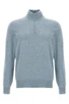Brunello Cucinelli Half-zip Cashmere Sweater With Contrast Details In Gray