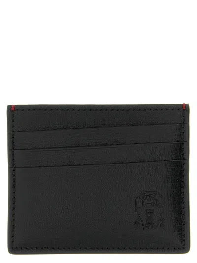 Brunello Cucinelli Men Heraldic Coat Of Arms Card Holder In Black