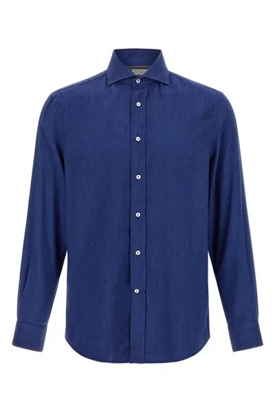 BRUNELLO CUCINELLI BRUNELLO CUCINELLI MEN HERRINGBONE SHIRT