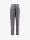 Brunello Cucinelli Men Herringbone Wool And Cashmere Trousers In Gray