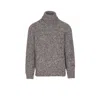 Brunello Cucinelli Textured Knit Turtleneck Sweater With Ribbed Finish In Gray