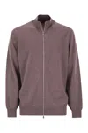 Brunello Cucinelli Men High-necked Cashmere Cardigan With Zip In Bordeaux