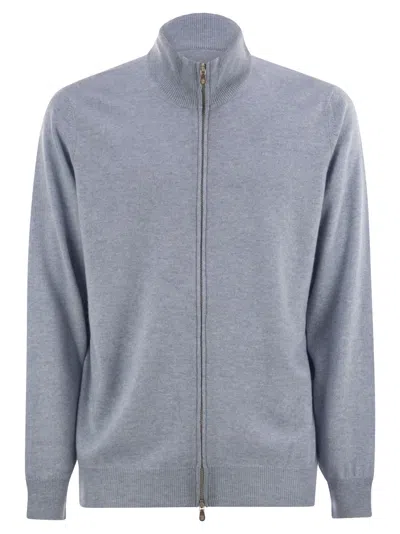 Brunello Cucinelli Zippered Turtleneck Cardigan In Gray