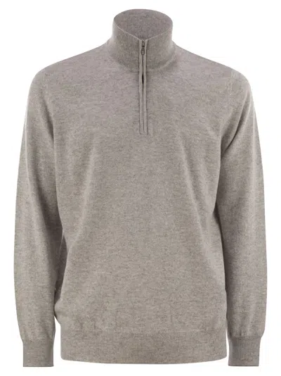 BRUNELLO CUCINELLI BRUNELLO CUCINELLI MEN HIGH-NECKED CASHMERE SWEATER WITH ZIP OPENING