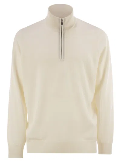 BRUNELLO CUCINELLI BRUNELLO CUCINELLI MEN HIGH-NECKED CASHMERE SWEATER WITH ZIP OPENING