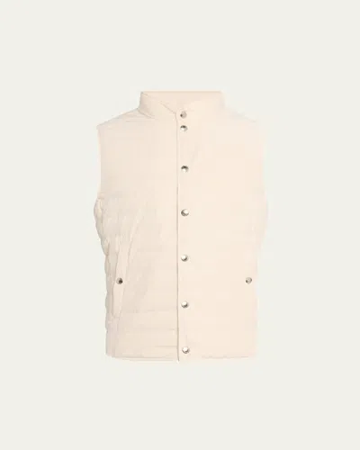 Brunello Cucinelli Men's High Summer Capsule Water-resistant Down Vest In White