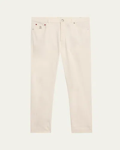 Brunello Cucinelli Men's High Summer Capsule White Denim Five-pocket Pants In Neutral