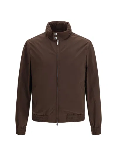 Brunello Cucinelli Men High-collar Jacket In Brown