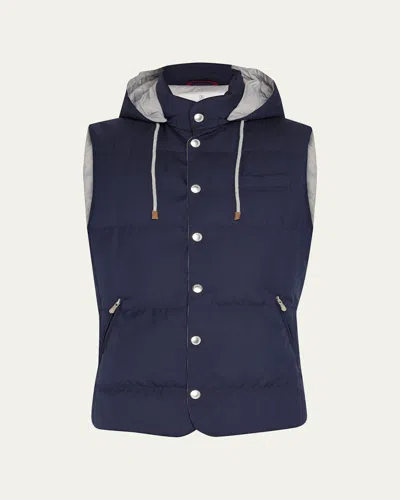 BRUNELLO CUCINELLI MEN'S HOODED DOWN VEST