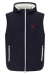 Brunello Cucinelli Water-repellent Technical Fabric Hooded Vest In Blue