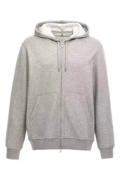 Brunello Cucinelli Men Hoodie In Gray