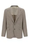 Brunello Cucinelli Houndstooth Check Single-breasted Blazer In Brown