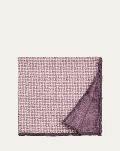 Brunello Cucinelli Men's Houndstooth Effect Silk Pocket Square