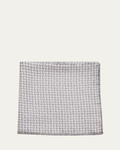 Brunello Cucinelli Men's Houndstooth Effect Silk Pocket Square In Multi