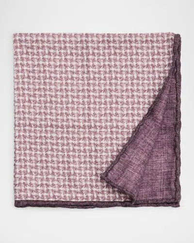 Brunello Cucinelli Men's Houndstooth Effect Silk Pocket Square In Purple