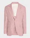 Brunello Cucinelli Men's Houndstooth Single-breasted Sport Coat In White And Red