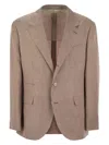 Brunello Cucinelli Houndstooth Wool, Linen And Silk Deconstructed Jacket In Red