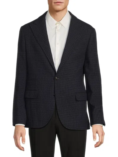 Brunello Cucinelli Men's Houndstooth Wool-silk Modern-fit Sport Coat In Blue