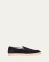 Brunello Cucinelli Suede Leather Loafers In Blue