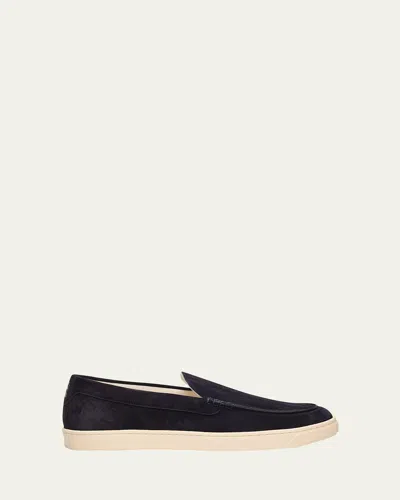 Brunello Cucinelli Men's Hybrid Venetian Suede Slip-ons In Blue