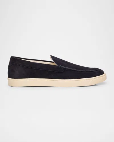 Brunello Cucinelli Men's Hybrid Venetian Suede Slip-ons In Blue