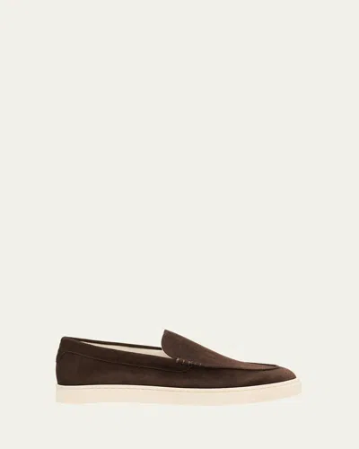 Brunello Cucinelli Men's Hybrid Venetian Suede Slip-ons In Brown