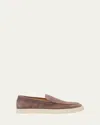Brunello Cucinelli Men's Hybrid Venetian Suede Slip-ons In Brown
