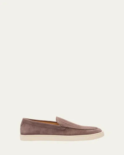 Brunello Cucinelli Men's Hybrid Venetian Suede Slip-ons In Brown