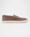 Brunello Cucinelli Suede Calf Leather Slip-on In Grey In C2637 Brown