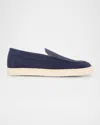 Brunello Cucinelli Men's Hybrid Venetian Suede Slip-ons In C6757 Navy
