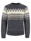 Brunello Cucinelli Icelandic Jacquard Buttoned Sweater In Alpaca, Cotton And Wool In Multicolor