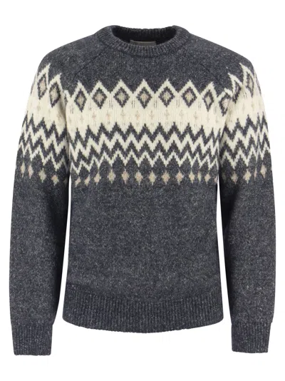 BRUNELLO CUCINELLI BRUNELLO CUCINELLI MEN ICELANDIC JACQUARD BUTTONED SWEATER IN ALPACA, COTTON AND WOOL