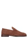 Brunello Cucinelli Woven Texture Loafers With Kleather Finish In Brown