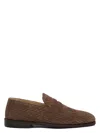 Brunello Cucinelli Woven Suede Penny Loafer In Brown