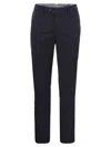 Brunello Cucinelli Cotton-virgin Wool Gabardine Italian Trousers In Blue