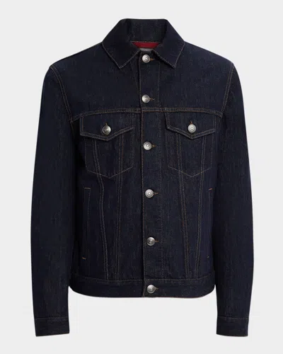 Brunello Cucinelli Men's Italian Selvedge Denim Jacket In Multi