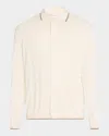 Brunello Cucinelli Men's Jacquard Snap-front Polo Sweater In White