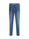 Brunello Cucinelli Men Jeans With Drawstring Waistband In Blue