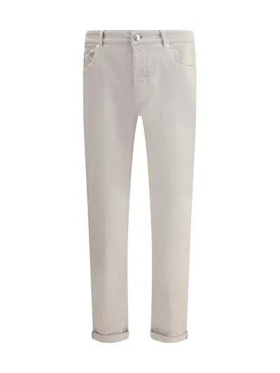 Brunello Cucinelli Men Jeans With Turn-up Hem In White