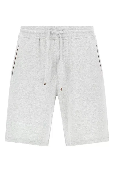 Brunello Cucinelli Men Jersey Bermuda Shorts In Gray