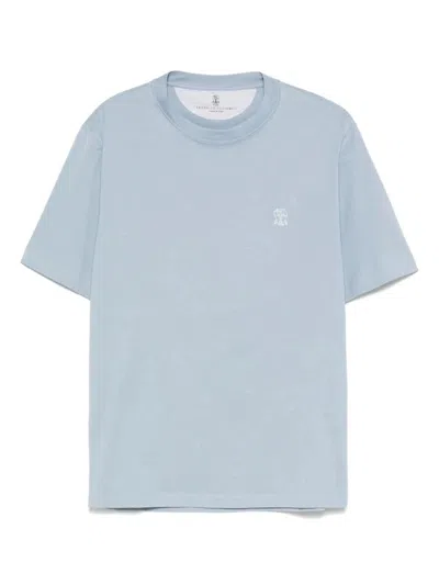 Brunello Cucinelli Men Jersey T-shirt With Logo In Multi