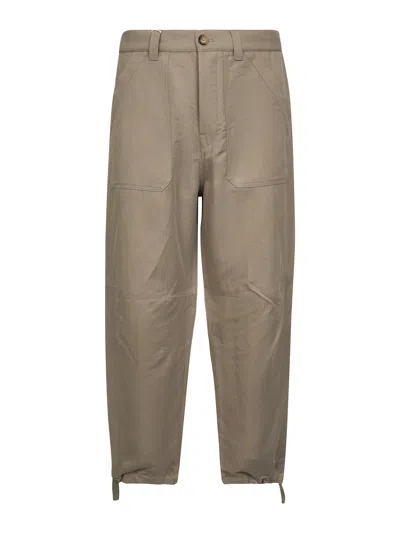 Brunello Cucinelli Men Khaki Cotton And Linen Drill Relaxed Fit Trousers In Brown