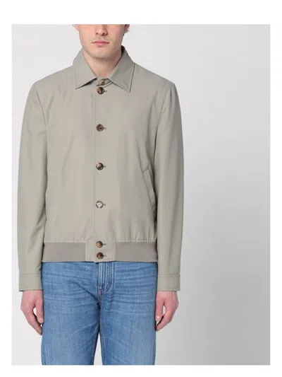 BRUNELLO CUCINELLI MEN'S KHAKI GREEN BOMBER JACKET