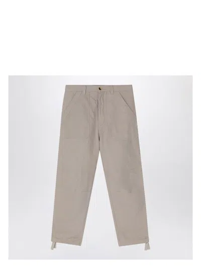 BRUNELLO CUCINELLI MEN'S KHAKI LINEN-COTTON BLEND TROUSERS