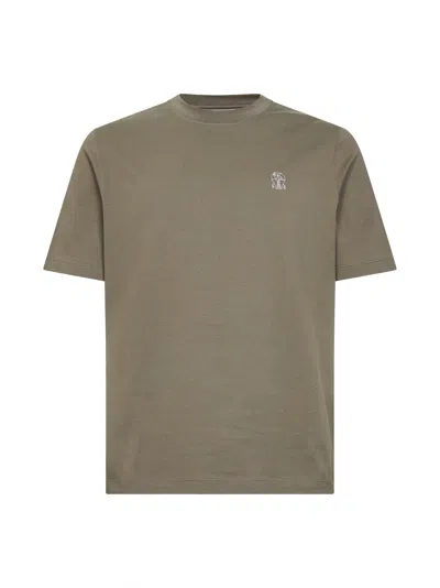 Brunello Cucinelli Men Khaki Solomeo Crest T-shirt In Multi