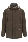 Brunello Cucinelli Knit Insert Down Jacket Puffer Jackets Brown In Brown