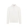 Brunello Cucinelli Ribbed Knit Long-sleeved Polo T-shirt In White