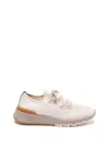 Brunello Cucinelli Cotton Sneakers In Ivory With Front Lace-up Fastening In Multicolor