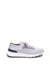 Brunello Cucinelli Grey Cotton Sneakers In White